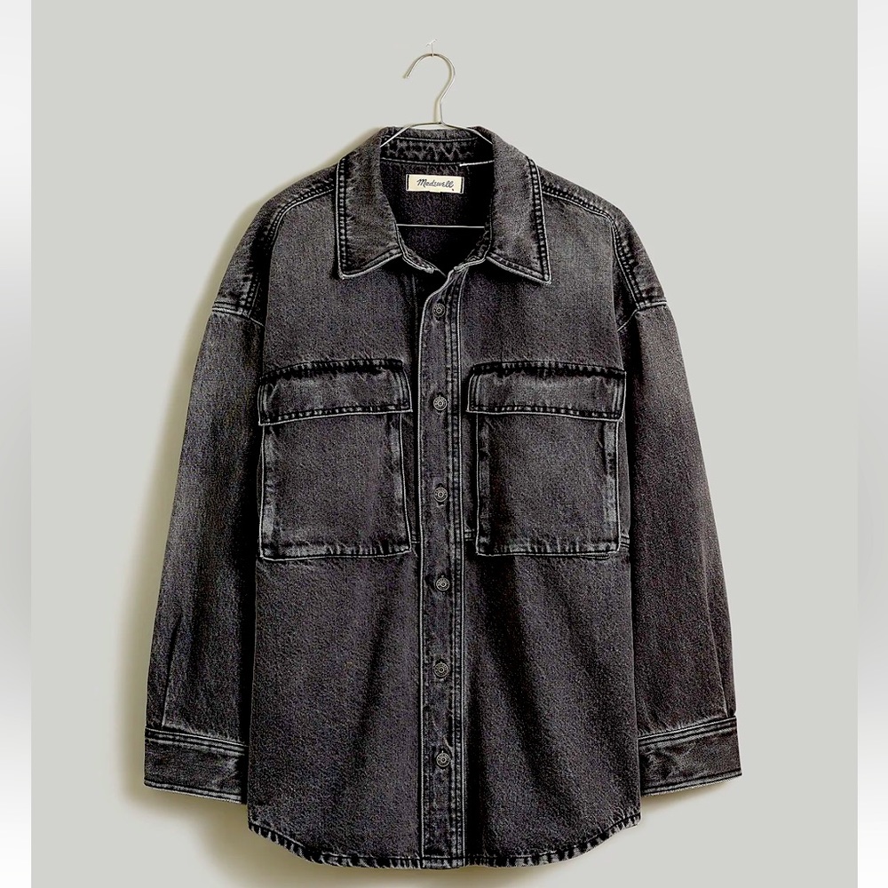 Madewell Denim Oversized Cargo Shirt Jacket in
Lunar Wash